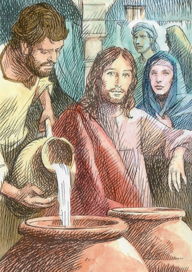 A Cana di Galilea Gesù trasformò l’acqua in vino. Egli manifestò la sua gloria e i suoi discepoli credettero in lui.