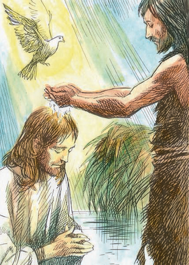Dopo il battesimo di Gesù, il cielo si aprì e come colomba lo Spirito Santo si fermò su di lui, e la voce del Padre disse…