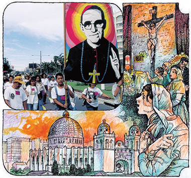 Illustrazione di A: Brasioli 2016 - Corteo di salvadoregni con il ritratto di mons. Oscar Romero. Foto Bertotti, archivio Periodici S. Paolo Milano Illustrazione di A: Brasioli 2016 - Corteo di salvadoregni con il ritratto di mons. Oscar Romero. Foto Bertotti, archivio Periodici S. Paolo Milano