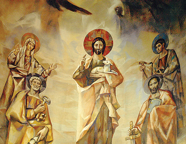 Affresco absidale di Gesù Buon Pastore, Licini-Mariani 1950, Parrocchia Gesù Buon Pastore alla Montagnola in Roma. «Le mie pecore ascoltano la mia voce e io le conosco». La voce di Gesù è l’unica. “Egli ci guida sulla via della vita”. (Tweet di Papa Francesco, 21 aprile 2013). Affresco absidale di Gesù Buon Pastore, Licini-Mariani 1950, Parrocchia Gesù Buon Pastore alla Montagnola in Roma. «Le mie pecore ascoltano la mia voce e io le conosco». La voce di Gesù è l’unica. “Egli ci guida sulla via della vita”. (Tweet di Papa Francesco, 21 aprile 2013).